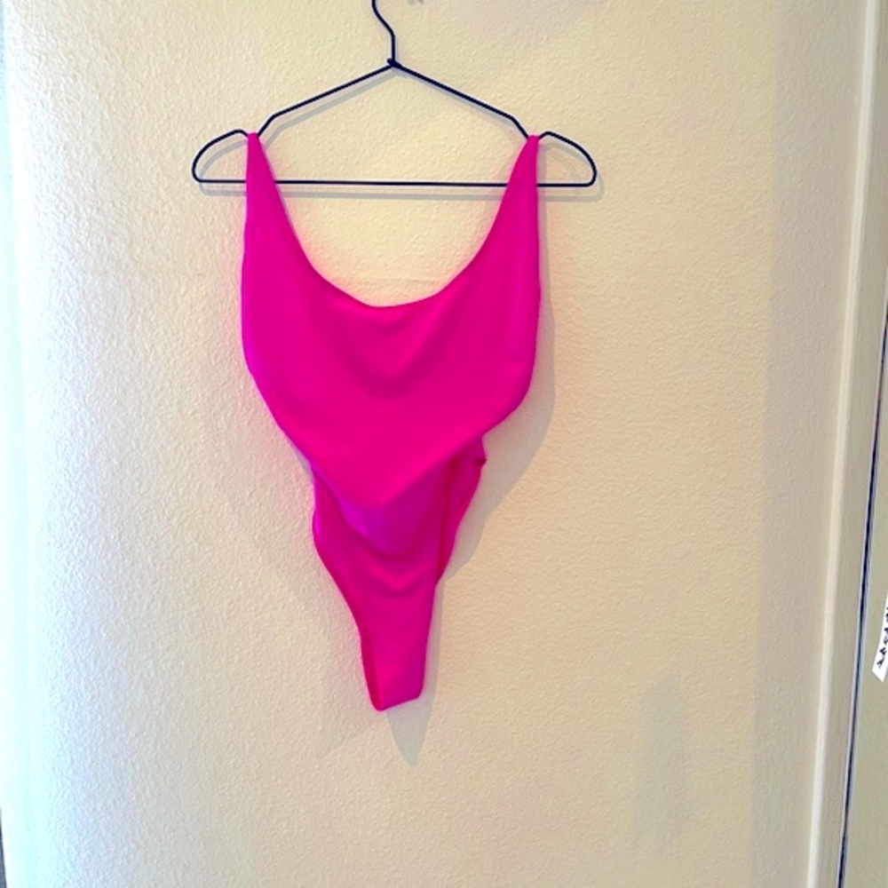 Laina Rauma pink spaghetti strap thong swimsuit Sm